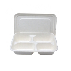 Biodegradable compartment disposable 4 compartment food disposable tray with lid