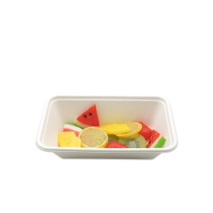 Plateau à salade rectangle en bagasse de canne à sucre biodégradable