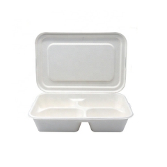 Biodegradable sugarcane four-compartment tray with lid