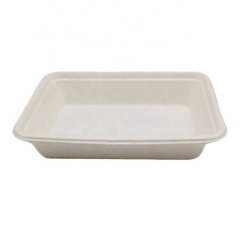 Plateau jetable compostable biodégradable de canne à sucre de bagasse de 650ML