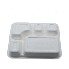 Biologisch abbaubares Tablett Bagasse Eco Tablett mit 5 Fächern für das Mittagessen