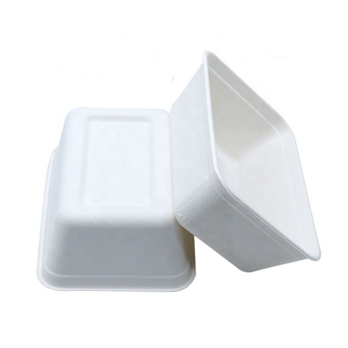Bandeja de comida grande para microondas biodegradable bandeja de comida para llevar de bagazo de caña de azúcar desechable con tapa