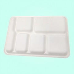 6コンパートメント食品包装生分解性正方形サトウキビトレイ