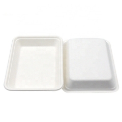 Plateau jetable compostable de canne à sucre de bagasse de 650 ml biodégradable avec le couvercle