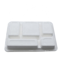 Bagasse Tray Sugarcane Biodegradable Lunch Trays With Lid