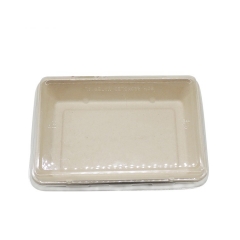 28oz rechteckiges Tablett Zerlegbares Zuckerrohr-Bagasse-Tablett mit Deckel