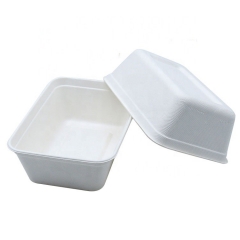 Biodegradable microwave large food tray disposable sugarcane bagasse takeaway food tray with lid