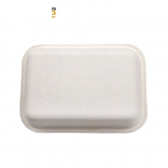 Plateau jetable compostable de canne à sucre de bagasse de 650 ml biodégradable avec le couvercle