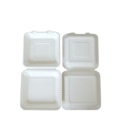 Take Away Take Out Container Food Packaging Sugarcane Pulp Lunch Box 200 Pack 9 Inch