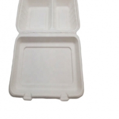 Sugarcane Food Container Biodegradable 2 Compartment Clamshell Box