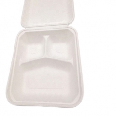 Contenedores de almuerzo de bagazo de almeja de caja compostable de caña de azúcar