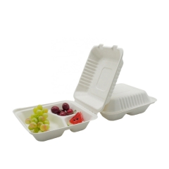 Caja de comida para llevar biodegradable resistente moldeada pulpa de los alimentos de preparación rápida del bagazo