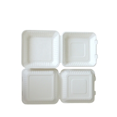 Take Out Container Food Bagasse Burger Caja de embalaje de caña de azúcar 200 unidades 9 pulgadas
