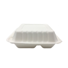 Boîte à pulpe de canne à sucre Boîte à déjeuner en bagasse de canne à sucre biodégradable à 3 grilles