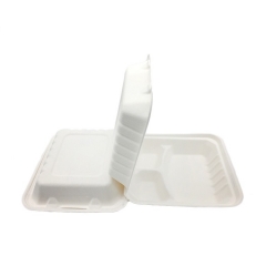 sugarcane pulp box 3-grid biodegradable sugarcane bagasse lunch box