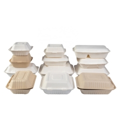 Take Out Container Food Bagasse Burger Caja de embalaje de caña de azúcar 200 unidades 9 pulgadas