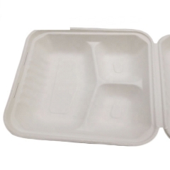 Contenedores de almuerzo de bagazo de almeja de caja compostable de caña de azúcar