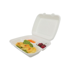 Wholesale white disposable biodegradable sugarcane bagasse clamshell packaging box