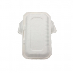 Recipiente de comida desechable para llevar de comida compostable con forma de concha de bagazo rectangular