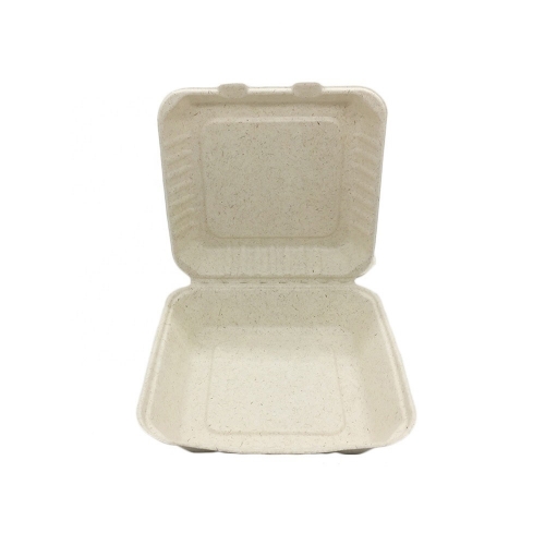 Rectangle Bagasse Clamshell Compostable Ecofriendly Disposable Food Containers