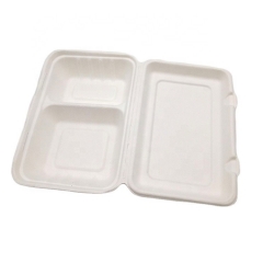 Sugarcane Food Container Biodegradable 2 Compartment Clamshell Box