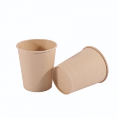 Taza de papel bio desechable de pulpa de bambú de 8 oz compostable