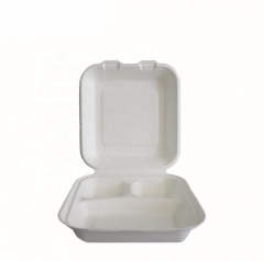 Canna da zucchero 100% biodegradabile compostabile da asporto usa e getta a 3 scomparti scatola