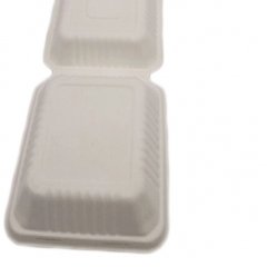 Conteneur de nourriture à emporter Canne à sucre compostable Bagasse Conteneur de nourriture à clapet Boîte à déjeuner à emporter