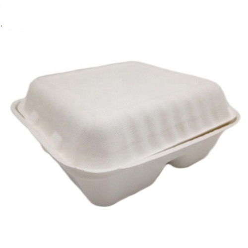 Takeaway Box Bagasse 3 Compartment Chamshell Disposable Food Container