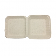 Embalagem quadrada de bagaço biodegradável para viagem por atacado Recipiente de alimentos