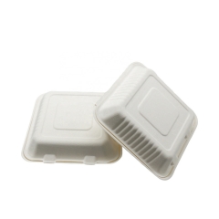 À emporter à emporter Conteneur alimentaire Bagasse Burger Boîte d'emballage de canne à sucre 200 Pack 9 pouces