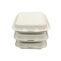 Recipientes de comida desechables ecológicos compostables rectangulares de bagazo con forma de almeja