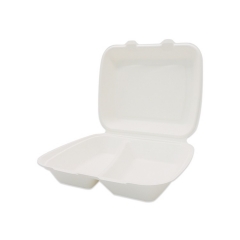 New design disposable biodegradable sugarcane bagasse clamshell box for food