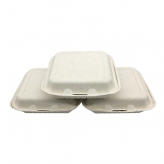 Rectangle Bagasse Clamshell Compostable Ecofriendly Disposable Food Containers