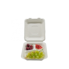 Pulp molded heavy duty biodegradable bagasse fast food takeaway box