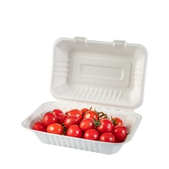 Recipiente de comida para llevar Recipiente de comida para microondas desechable personalizado Caja de comida para llevar de bagazo