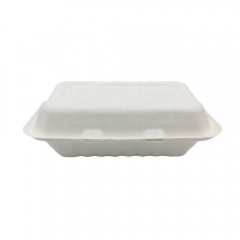 Rectangle Bagasse Clamshell Compostable Food Takeaway Disposable Food Container