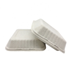 Conteneurs jetables écologiques compostables de coquille de bagasse de rectangle