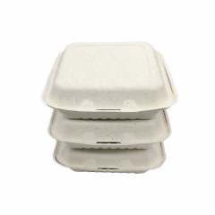 Recipientes de comida desechables ecológicos compostables rectangulares de bagazo con forma de almeja