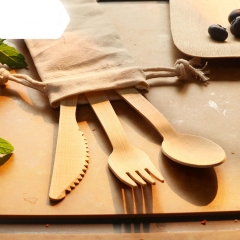 Unblenched Compostable Disposable 170MM Spoon Bamboo Cutlery Set