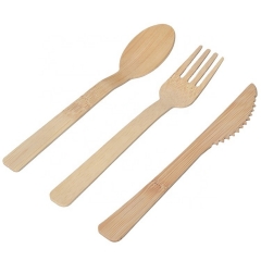 Juego de cubiertos de bambú de cuchara desechable compostable sin blanquear de 170 mm