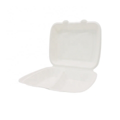 Two-compartment clamshell biodegradable sugarcane lunch box