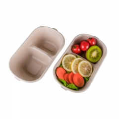 Take Away food containers 2 Compartments Sugarcane Bagasse Biodegradable Fast Food Box