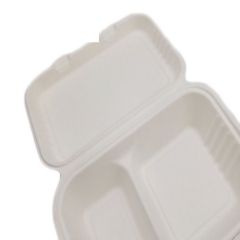 Caja de caña de azúcar biodegradable de 2 compartimentos de empaquetado de comida rápida respetuosa del medio ambiente