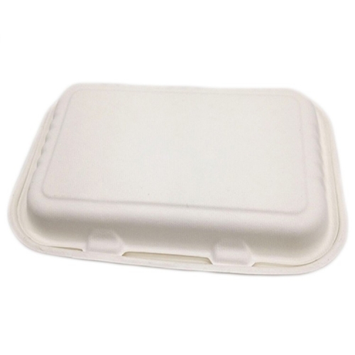 Caja de caña de azúcar biodegradable de 2 compartimentos de empaquetado de comida rápida respetuosa del medio ambiente