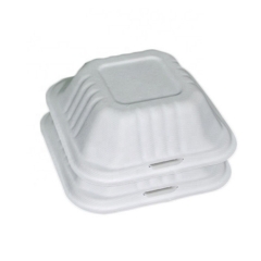 Boîte de hamburger compostable biodégradable de bagasse de 6 pouces de ventes chaudes pour la vente en gros