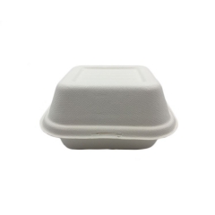 Manufacture disposable biodegradable sugarcane pulp square hamburger box