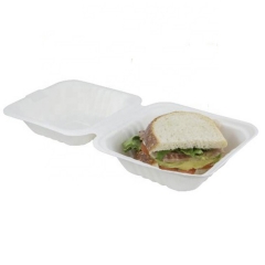 Boas vendas caixa de hambúrguer compostável com bagaço biodegradável de 6 polegadas para atacado