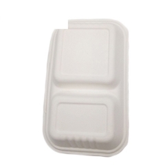 environmentally friendly biodegradable 2 compartment sugarcane lunch box