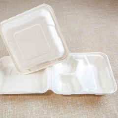 Caja de envase de comida biodegradable de caña de azúcar para llevar de muestra gratis